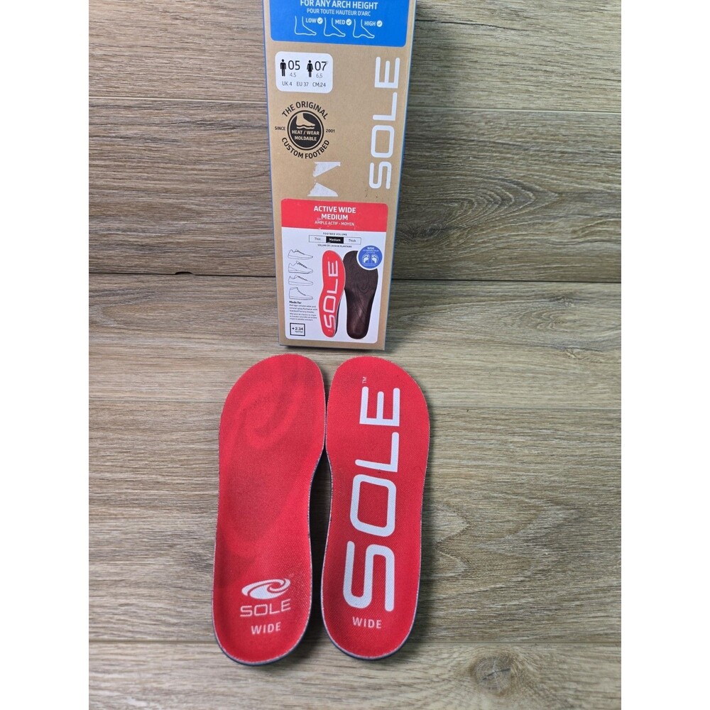 SOLE Active Wide Medium Insoles - Orthotic Arch Support Inserts. M 5 W 7